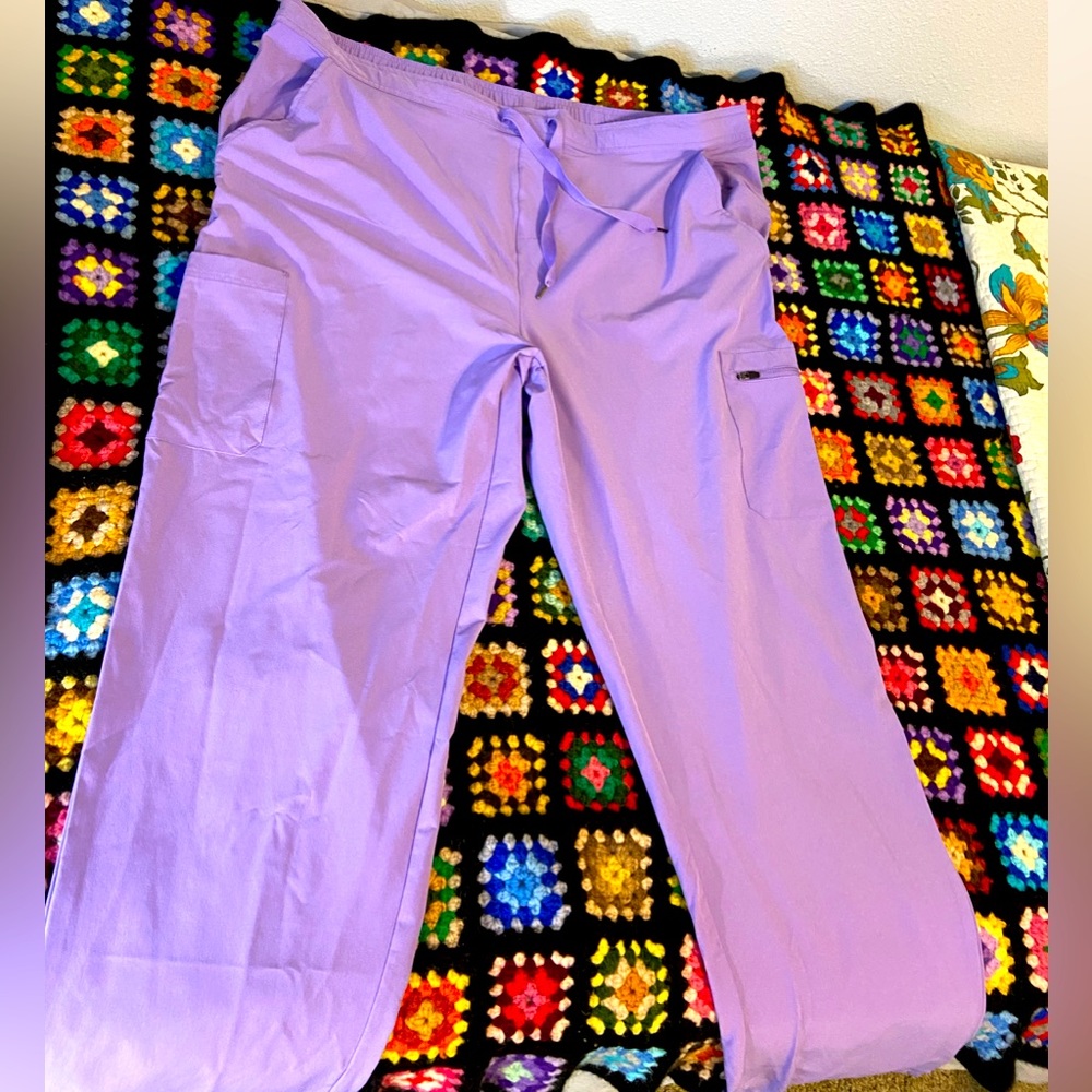 8 pocket lavender scrub bottoms